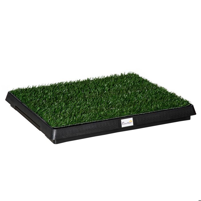 Bacs à litières - PawHut - pour chiens gazon synthétique toilettes portables tiroir déjection - plastique - 63x51x6cm - noir vert