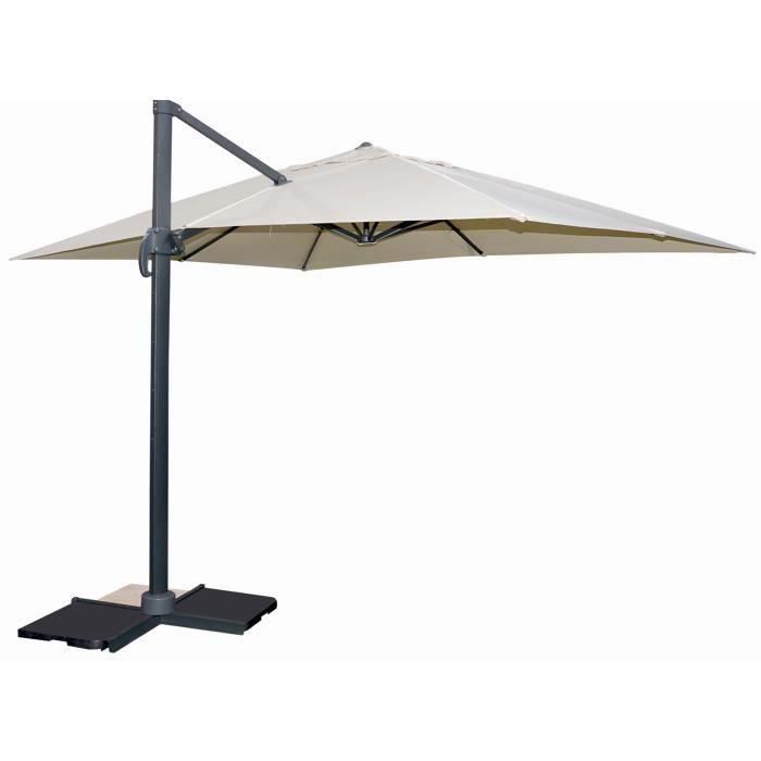 parasol decentre rectangulaire coloris beige dim 3x4 m cdiscount jardin