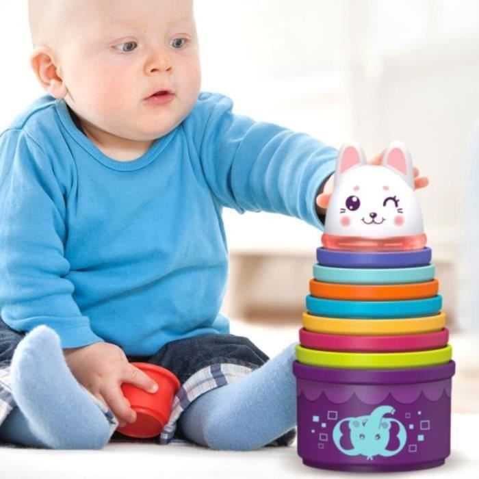 Jouet D'empilage 9 Gobelets En Silicone – Bébé 3 à 6 Mois – Éducatif, Sensoriel, Anneau De Dentition