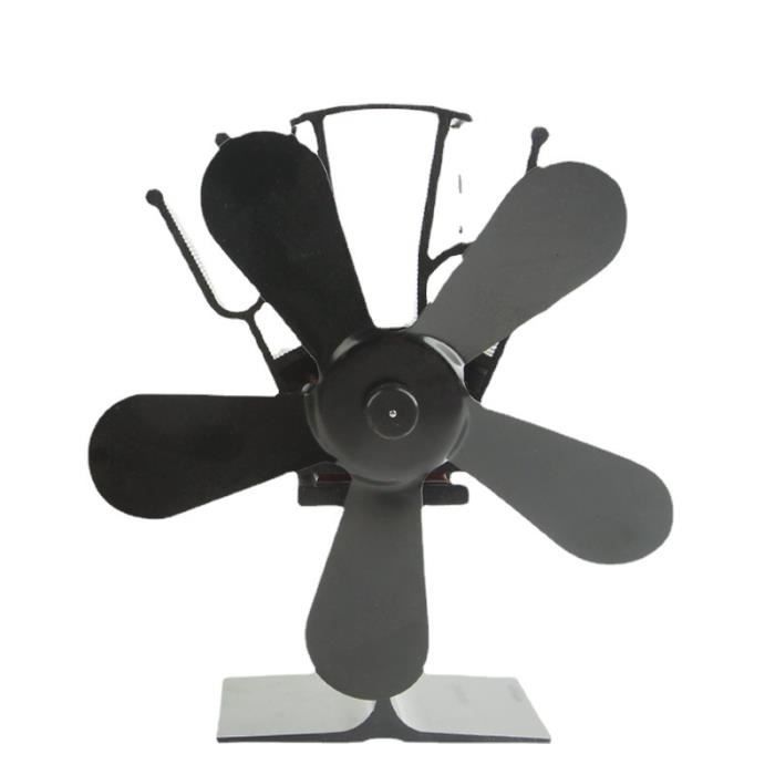 Ventilateur de poêle - PRUMYA - 5 pales - Noir - Alimentation par chaleur - 120-140 CFM - Prumya