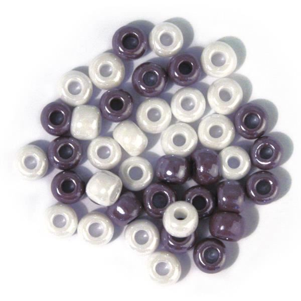 Perle à grand trou, polies, 10/8 mm, 39 pces, blanc