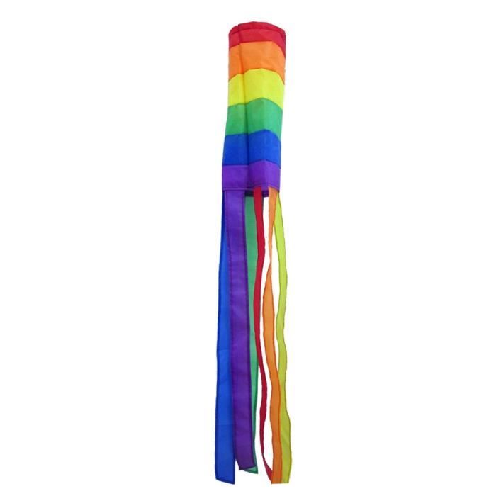 Drapeau Manche à Air Arc-en-Ciel 70 Cm - Résistant Décoloration, Polyester Haute Qualité, Idéal Festivals, Camping, Caravane, Jardin, Décoration Colorée