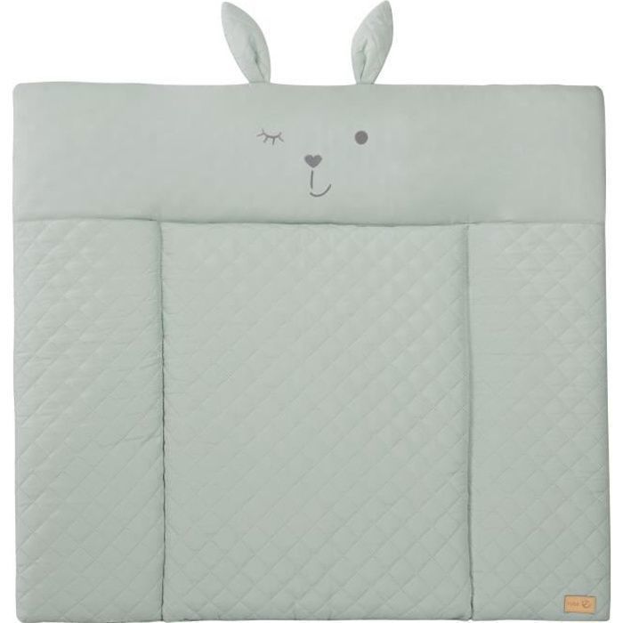 Matelas+à+langer+-+ROBA+-+Visage+de+lapin+-+85+x+75+cm+-+Vert+givre