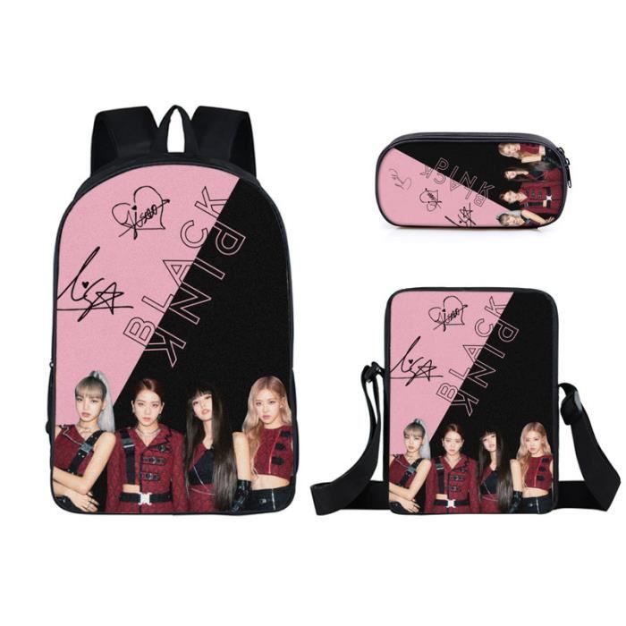 A-BLACKPINK Sac à Dos Sac d'école primaire 3 en 1