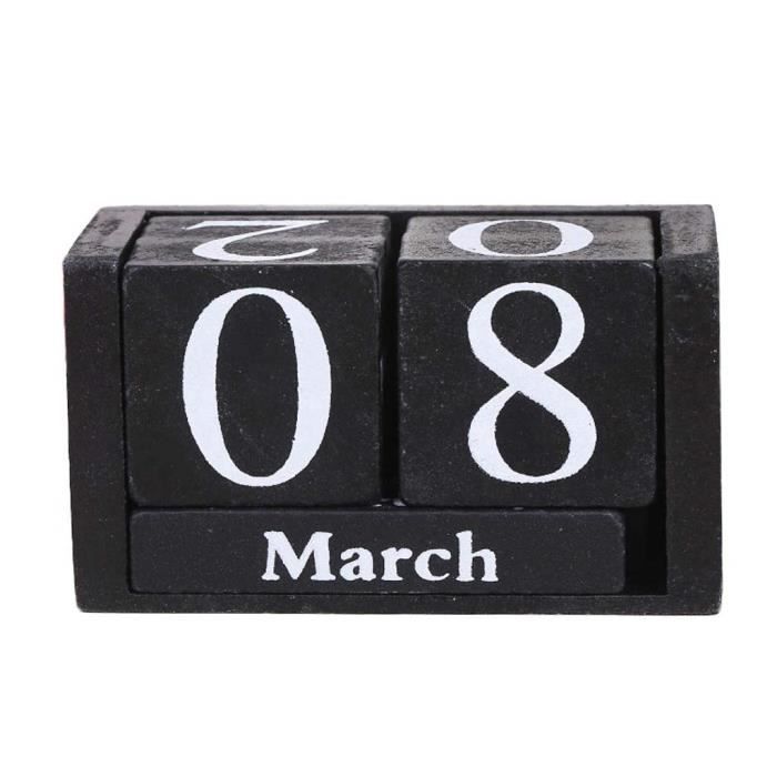 @M3195 Calendrier Perpétuel Bois Calendrier Cube Calendrier Bloc Décor