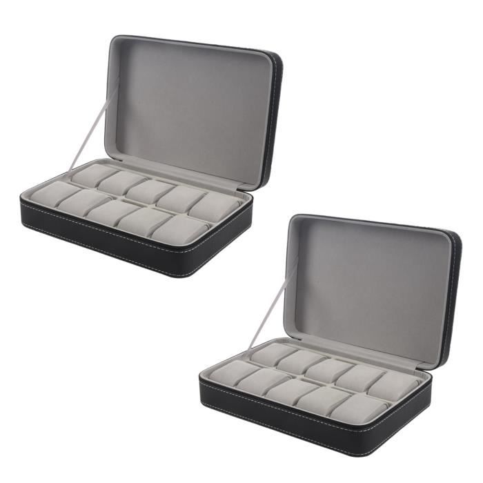 Étui à Montre En PU - Lot De 2 Boîtes élégantes Pour Homme Et Femme - Protection Anti-rayures, Rangement Voyage - 9