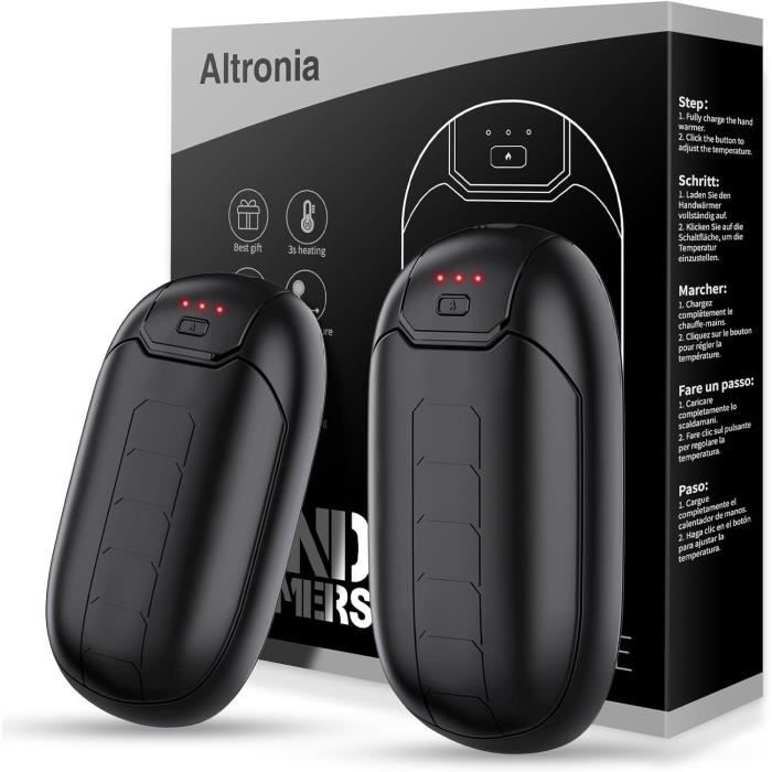 Lot De 2 Chauffe-mains Rechargeables 6000 MAh - 3 Niveaux De Chaleur (35-54°C), Pour Extérieur - Cadeau