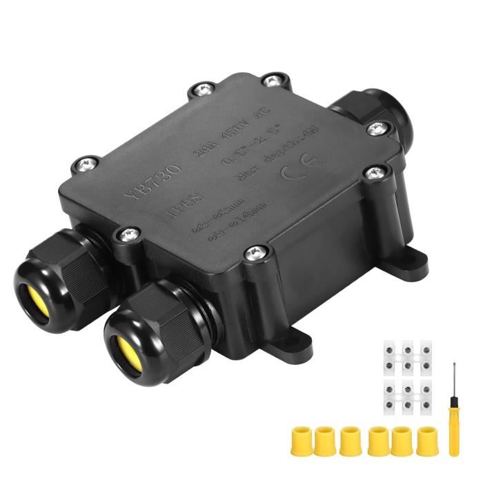 Boîte De Dérivation étanche IP68 - 10 Entrées - Nylon/PC - 24A - Pour Câbles Extérieur/intérieur