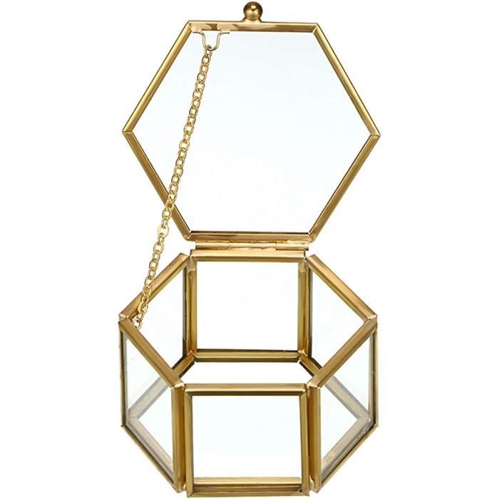 SUMTree Boîte 2 Étages Verre Doré – Organisateur Élégant Cotons-Tiges, Maquillage, Bijoux – Style Luxe Doré
