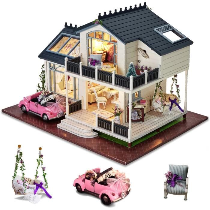 Cuteefun DIY Maison Miniature a Construire, Miniature Maison de Poupée Bois  en Kit avec Musique et Mobilier, Cadeau Femme, Cadea220 - Cdiscount Jeux -  Jouets