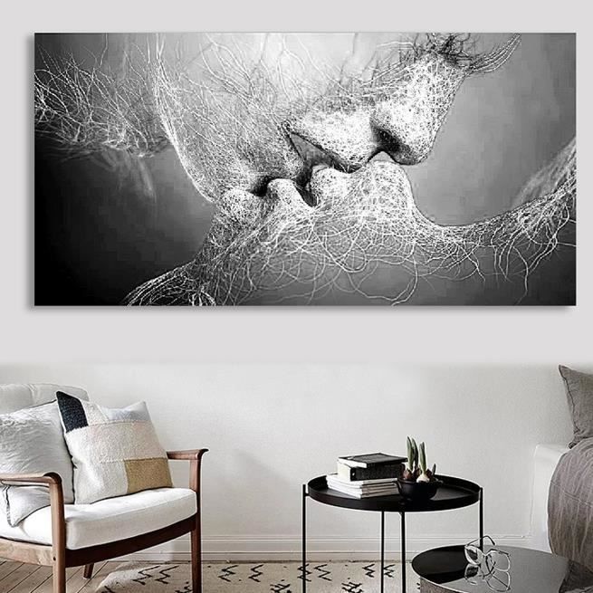 TEMPSA Amour Simple Peinture à l'Huile Tableau Abstraite Art sur Toile  Cadre Mural et cadre 50X80cm - Achat / Vente tableau - toile - Cdiscount