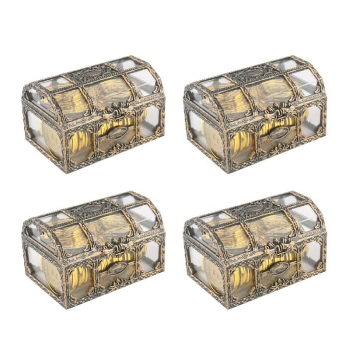 Coffre Au Trésor Vintage Transparent – Boîte De Rangement Pour Jouets, Bijoux, Bonbons (14 X 11 X 10,5 Cm) - 6