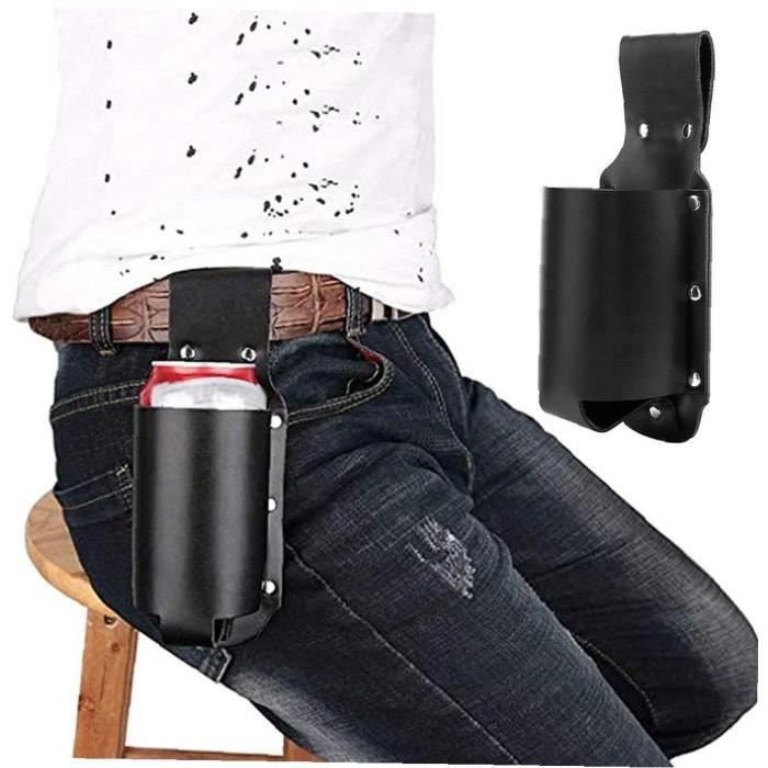 2 Pièces Porte-Bière En Cuir, Étui Ceinture à Bière Portable Pour Homme, Idée Cadeau Originale Pour Papa, Amis, Collègues, Barbecue, Randonnée, Camping, Accessoire Bière, Porte Gobelet Festival
