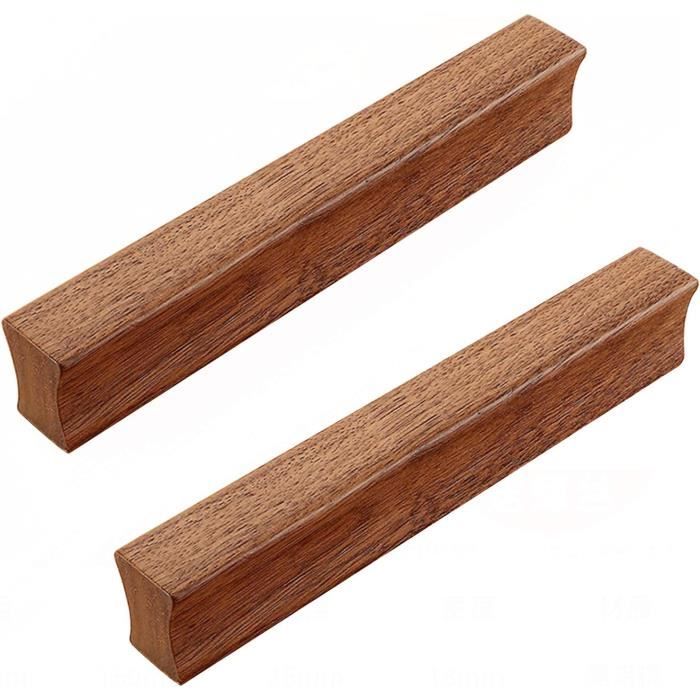 2 Poignées Bois Massif Hêtre 220 Mm – Boutons Tiroirs Et Meubles Modernes Avec Vis – Style Naturel Et Élégant
