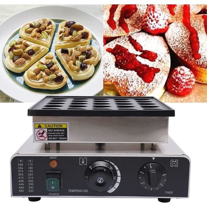 Machine à Mini-crêpes Hollandaises 950W - Plaque Antiadhésive Pour 25 Ou 50 Pièces, Réglage Température 50-300°C