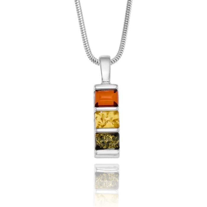 Collier Artisanal En Argent 925 Avec Ambre De La Baltique - 20 Pouces, Fait Main