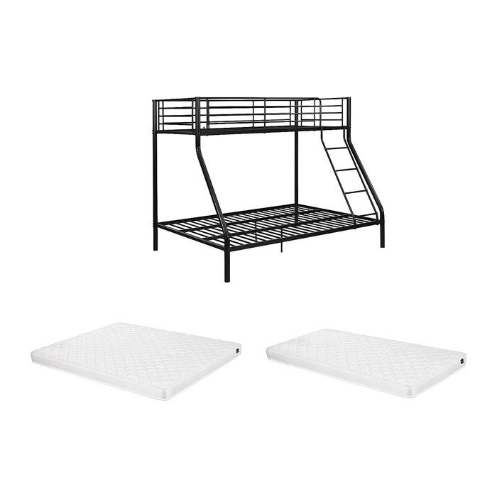 Lits superposés ELEVATIO IV - 90 et 140 x 190 cm - Acier - Noir + matelas