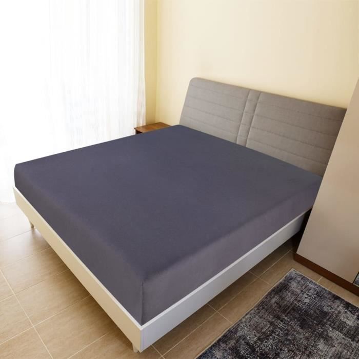 136195 vidaXL Draps-housses Jersey 2 pcs Anthracite 140x200 cm Coton