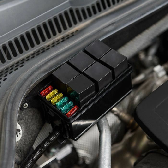 Boîte à Fusibles Voiture 14 Voies - Noire, étanche - Avec Relais Et Sièges De Fusibles - Pour Installation électrique Auto, Camion, Bateau