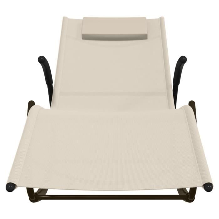 fhe - bains de soleil - chaise longue à bascule crème acier et textilène - yosoo - dx2038