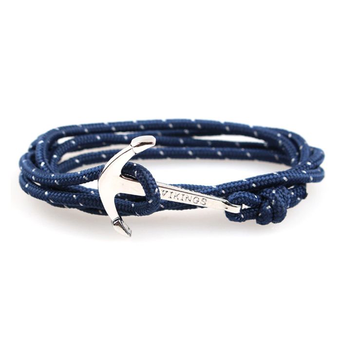 Zense - Bracelet cordon ancre marine bleu ajustable ZB0316
