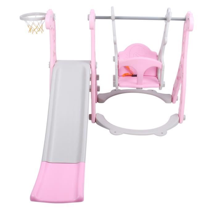 Toboggan Bébé 6 En 1 Avec Balançoire Et Panier De Basket - Structure Intérieur Extérieur 150x150x115 Cm Toboggan Pirate Intérieur Extérieur