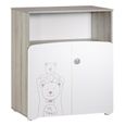 Commode à langer - Babyprice - Teddy - En bois blanc - Sérigraphie ours - 2 portes- 97x76x66cm-1