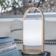 Lanterne LED Woody - LUMISKY - Blanc - Design scandinave - Poignée en bois naturel - Autonomie 10h-1