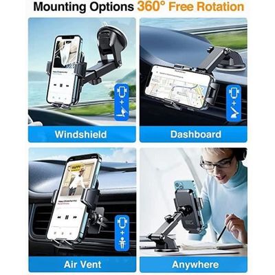 Uqezagpa Support Téléphone Voiture Ventouse 360° - Tableau De Bord Et Grille Aération