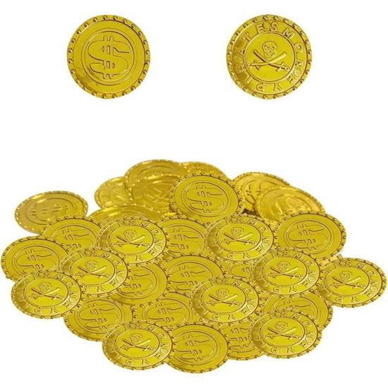 100 pièces en plastique d'or pirate fausse monnaie jouet