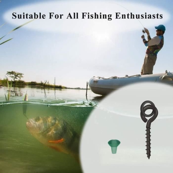 Sunroot Lot De 50 Vis à Bouillettes Pour Pêche à La Carpe – Anneau Fixe, Acier Carbone, Noir