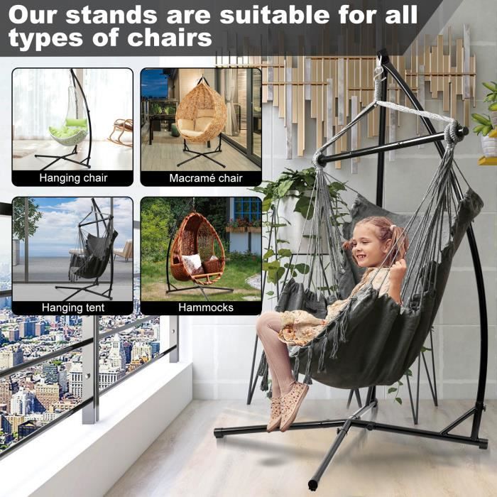 Support De Hamac Portable - Cadre En A, 100 Kg Max, Pour Intérieur/extérieur - Idéal Jardin Ou Balcon - 7
