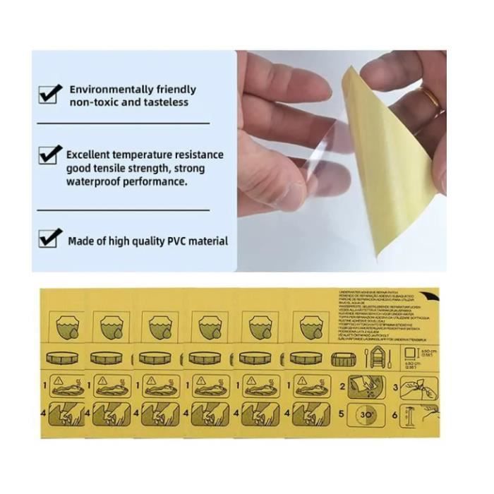 Kit Réparation Piscine Gonflable YCVSKY - 20 Rustines PVC Autocollantes Pour Spa, Canapé, Bateau