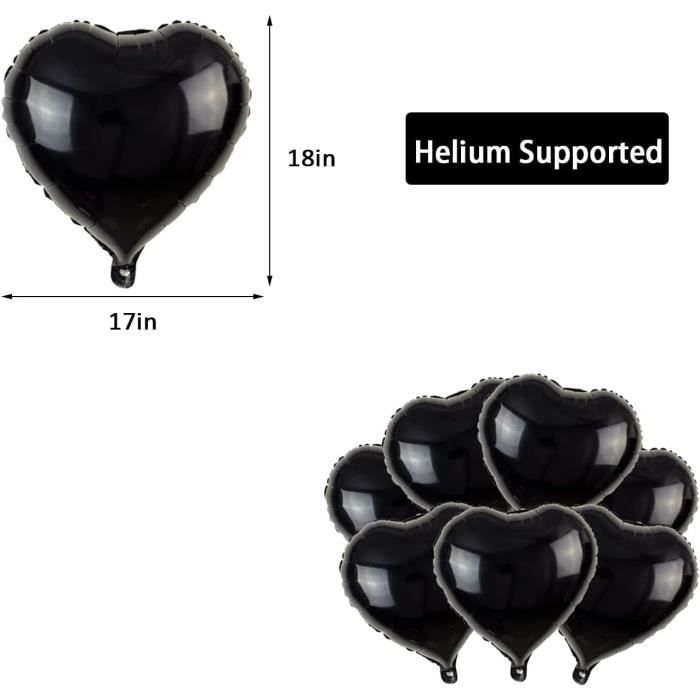 Lot De 20 Ballons À L'Hélium En Forme De Cœur - Noir - Pour La