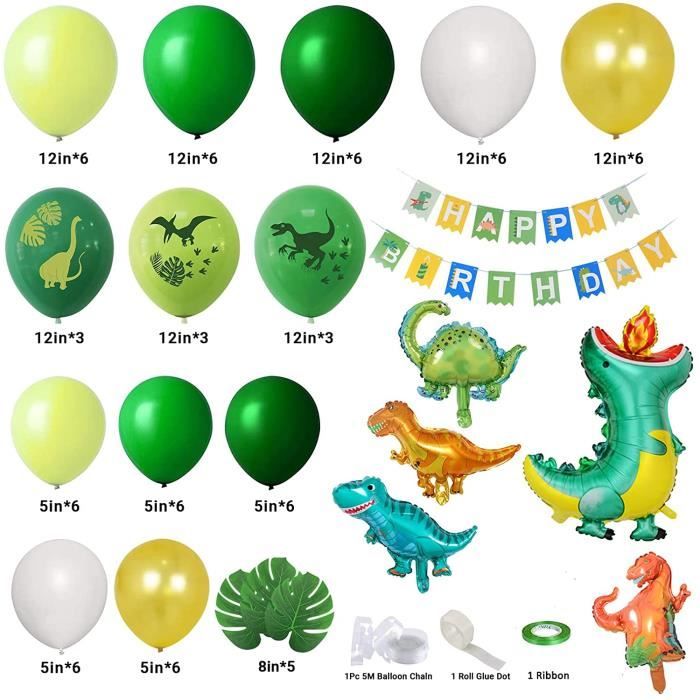 Decoration Anniversaire Dinosaure 4 Ans, Ballon Dinosaure Anniversaire 52  Pcs, Kit Ballon Anniversaire Dinosaure, Dinosaure [u4986]