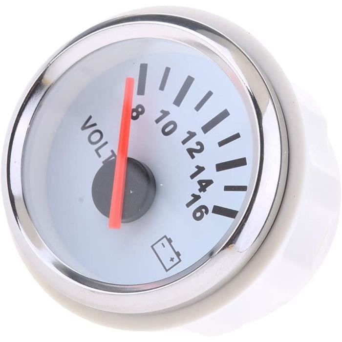Voltmètre Marin 52mm - Jauge Tension 8-16V - Étanche IP67 - Rétroéclairage 7 Couleurs - Pour Bateau Et RV