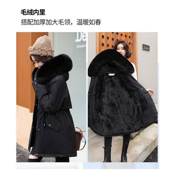 Doudoune Matelassee Hiver Femme Doudoune Mi longue Slim Femme Noir Cdiscount Pret a Porter