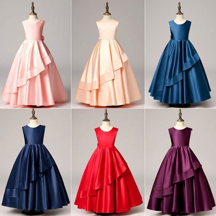 Robe De Soirée Fille 8-12 Ans – Sans Manches, Bretelles Fines, Nœud Papillon – Style A-Line Élégant Pour Cérémonie