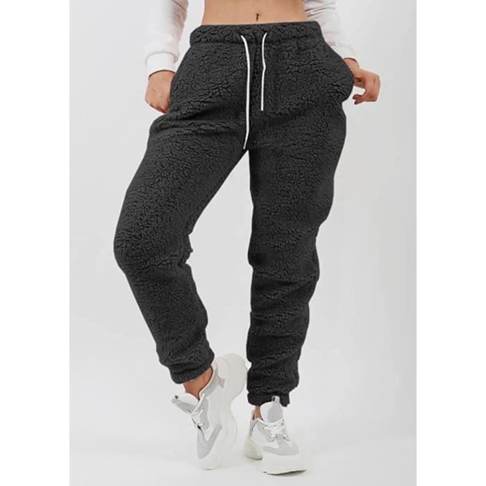 Pantalon Jogging Femme en Polaire Pantalon Chaud Jogging Doublé Polaire  Pantalons de Survêtement Hiver Décontracté Sport Entraînement Fitness  Jogging