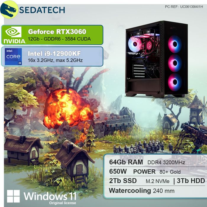 PC Gamer Sedatech Silent - I7-14700KF, RTX4060Ti 8Go, 32Go DDR5, 2To SSD | Windows 11 Préinstallé