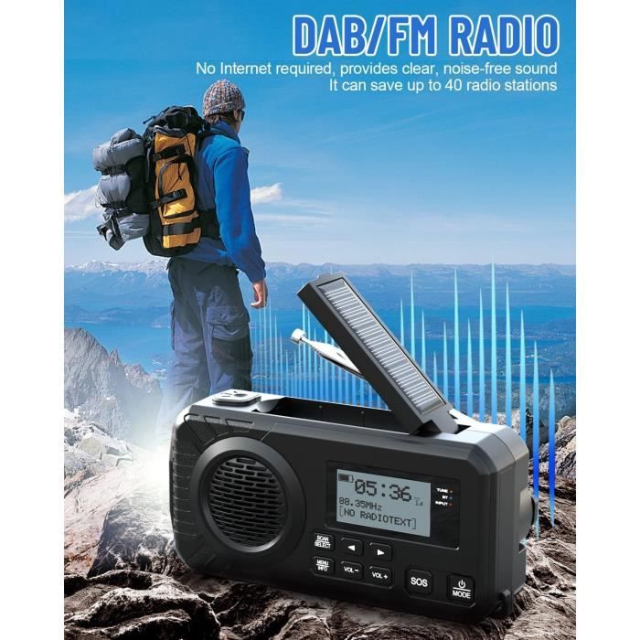 Radio De Survie Prunus J-924 – DAB/FM, Bluetooth, Manivelle, Solaire, Lampe – Neuf