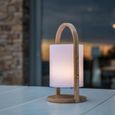 Lanterne LED Woody - LUMISKY - Blanc - Design scandinave - Poignée en bois naturel - Autonomie 10h-2