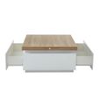 Table basse HALO II - 2 tiroirs - MDF laqué - Avec LEDs - Blanc et Chêne-2