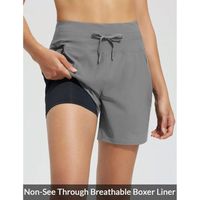 HIFEOS Short De Running Femme 2-en-1 – Doublure Intégrée, Poche Zippée, Séchage Rapide – Noir S