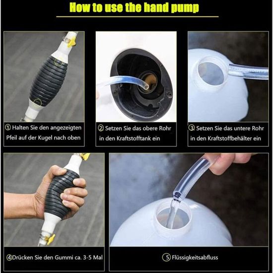 Pompe Manuelle Siphon Duronge - Transfert Carburant, Eau, Huile - Kit Complet Avec 3 Tuyaux & Accessoires