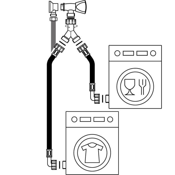 Flexible D'Alimentation 2 M Pour Machine à Laver - PVC, Embouts Femelle 20/27 Droit Et Coudé