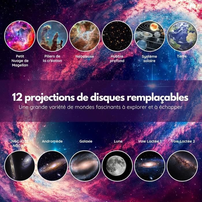 Veilleuse - E.F.CONNECTION - Planetarium Projecteur (12 Disques Étoilés) -  Ciel Étoile Galaxie - Pile - Adulte - Cdiscount Puériculture & Eveil bébé