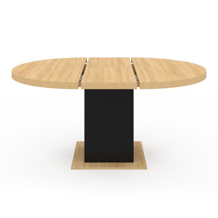 Table Ronde Maison Extensible Table à manger ronde extensible - IDMARKET - EDEN - Bois et noir - 4-8 ...