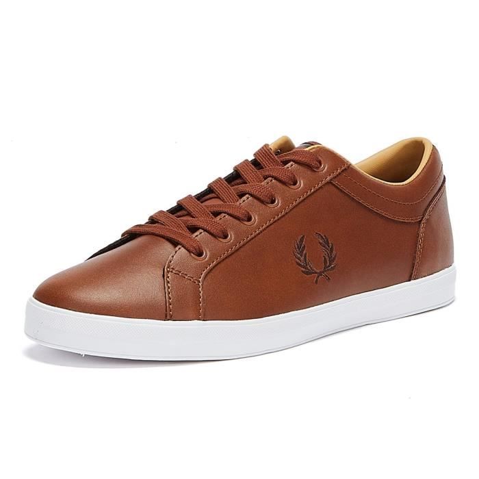 Fred Perry Baseline Cuir Baskets Marron Pour Hommes EU 39 Marron