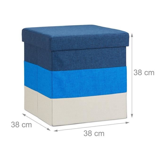 Tabouret Cube carré Pliant Coffre de Rangement Pliable Pouf rayé